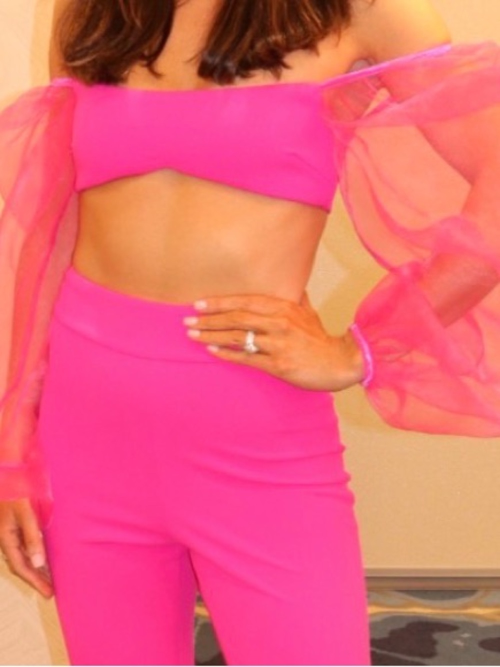 Nookie Bright Hot Pink Spaghetti Strap Top - Picture 2 of 5